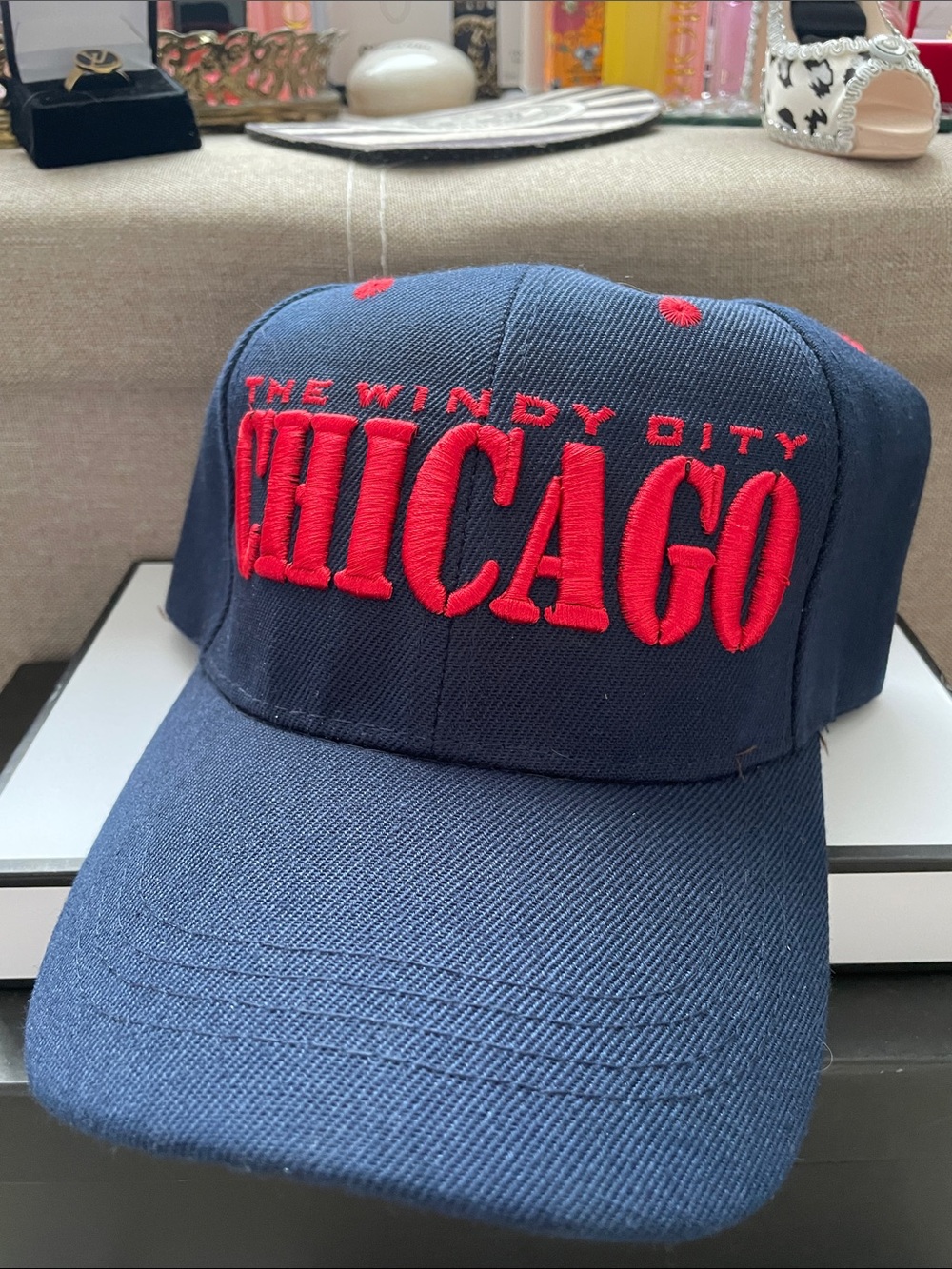 ✨Chicago "The Windy City" Embroidered Navy Adj Baseball Cap✨NEW